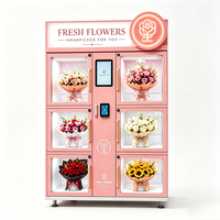 Máquina expendedora de flores frescas refrigerada con pantalla táctil, múltiples opciones de pago y sistema de refrigeración por compresor para ramos de flores