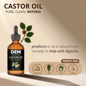 OEM GreenIVe 100% Huile de ricin pure pour la croissance des cils et des sourcils Hydratant organique pour la peau Detox Wraps Avantages de l'huile essentielle pour les cheveux - Product Image 2