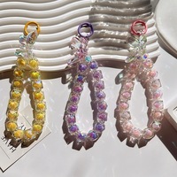 Cordon anti-perte pour téléphone, accessoires de lanière scintillante avec perles de cristal, bracelet porte-clés pour filles