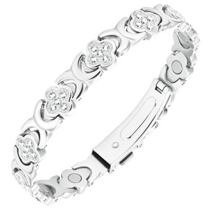 Fashion <b>Bangle</b> Women's Adjustable Zinc Alloy Flower Shape Magnetic <b>Bracelet</b> Gift Jewelry - Product Image 1