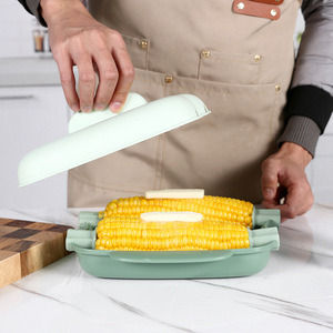 Caja de plástico creativa para cocinar maíz al vapor en <span class=keywords><strong>microondas</strong></span>, utensilio de cocina para el hogar, caja para cocinar maíz al vapor con asa, caja para cocer maíz al vapor. - Product Image 1