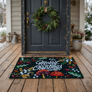 Paillasson tissé tufté imprimé Joyeux Noël, antidérapant, design personnalisé en vinyle pour l'entrée de la maison, salon, lavable, doux et durable - Product Image 4