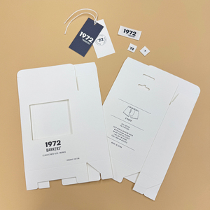 Tùy chỉnh Hộp đồ lót trắng c2s giấy nghệ thuật treo móc thiết kế sinh thái thân thiện có thể gập lại bao bì hộp cho đồ lót với cửa sổ - Product Image 2