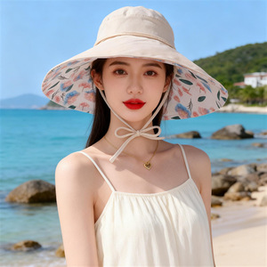Sun Protection Bucket <b>Hat</b> Floral Print Breathable Polyester Pink For Beach Travel Summer UV Shielding - Product Image 2