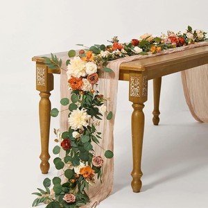 Guirlande de fleurs artificielles, roses en soie, eucalyptus, décorations de table et de chaise de mariage, accessoires de photographie en plein air, décoration de la maison - Product Image 2