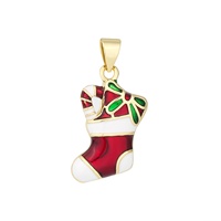 Pendentif Breloque en Laiton Plaqué Or 14K pour Chaussette de Noël, Bijou de Fête, Cadeau de Vacances pour Filles, Accessoire de Décoration de Noël - Vente en Gros