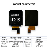 Layar LCD TFT 1,69 Inci untuk Jam Tangan Pintar Resolusi 240*280 ST7789V3 Tanpa Layar Sentuh atau Dengan Layar Sentuh