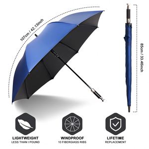 Parapluie de golf droit automatique double, grande taille, imperméable, personnalisé, de qualité supérieure, avec logo sur mesure, vente en gros - Product Image 3