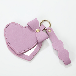 Portable mignon arc <span class=keywords><strong>coeur</strong></span> miroir porte-clés sac pendentif porte-clés en cuir PU porte-clés avec miroir - Product Image 6