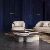 Table basse de luxe pour salon, mobilier moderne en métal, tables basses rondes en marbre avec miroir