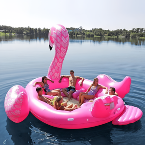 Isla flotante inflable enorme del flamenco de 6 personas, fila flotante inflable de la piscina para la fiesta del <span class=keywords><strong>agua</strong></span> - Product Image 2