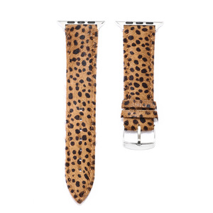 สายนาฬิกาหนังไนเม่สำหรับแอปเปิ้ลวอทช์ลายเสือดาวสไตล์ผู้หญิง - Product Image 3