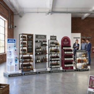 Présentoir à vin sur pied en métal pour supermarché et magasin de proximité, couleur et taille personnalisables - Product Image 2