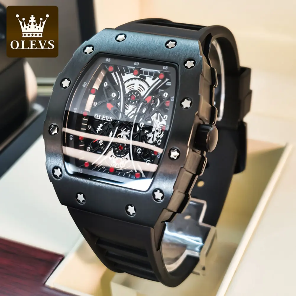 OLEVS 3602 Neues Design Made in China Skelett Modeuhren Herren Armbanduhren Luxusmarke wasserdichte Uhr Charakter Freizeituhr