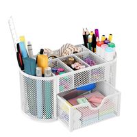 Organisateur de bureau en maille, accessoires de bureau et organiseurs de poste de travail avec tiroirs, porte-crayons pour bureau avec 9 compartiments