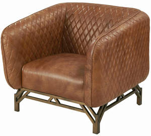 Classic Leather Arm Chair Wooden Frame Durable Construction Comfortable Cushioning Stylish Living Room <b>Seating</b> - Product Image 1