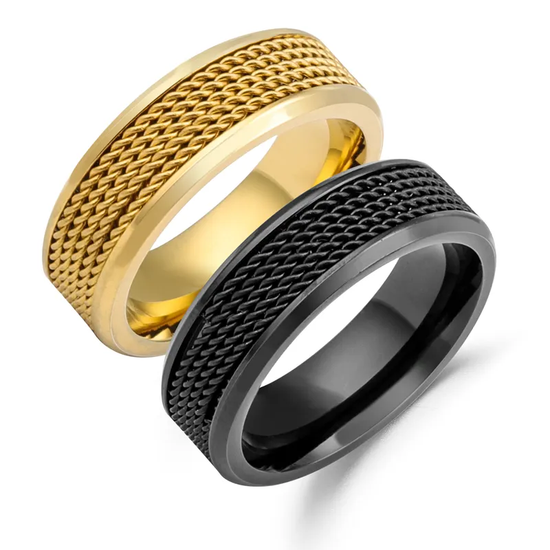 Special Design Wavy Configuration Golden Stainless Steel Rings For Fashion Garment