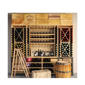 Highbright Wooden Supermarket Red Wine Display Stand Rack Grocery Store Wine Cellar