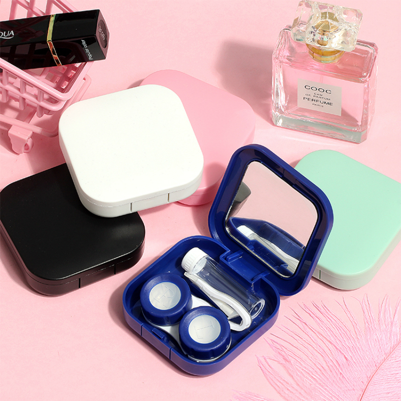 Custom Plastic Contact Lens mate box simple style Portable Classic square compact contact lenses cases boxes