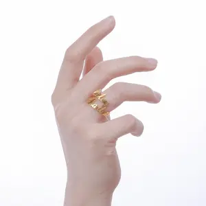 R.Gem. خاتم نسائي للخطوبة بتصميم مخصص مفتوح الإصبع مخصص للرجال والنساء