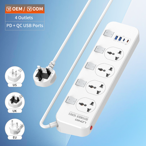 Ldnio sc4408c đa ổ cắm mở rộng dẫn với 4 USB ổ cắm điện cắm <span class=keywords><strong>Extender</strong></span>, 2M tường mountable phổ Dải điện - Product Image 1