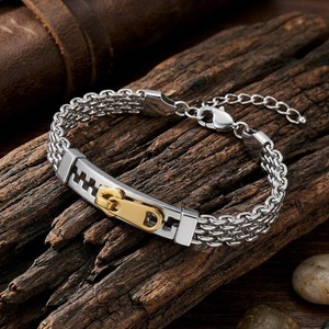 Vintage Niche <strong>Zipper</strong> Design Curved Plate Stainless Steel Mesh Chain <strong>Bracelet</strong> with Extension Chain Mens <strong>Bracelet</strong> Jewelry - Product Image 4