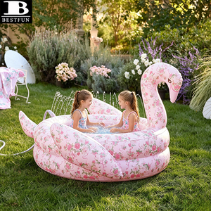 <span class=keywords><strong>Piscine</strong></span> gonflable écologique pour jardin, arroseur d'eau, centre de jeux pour tout-petits, centre de jeux pour pelouse, jardin, cour arrière, cygne rose vintage - Product Image 4