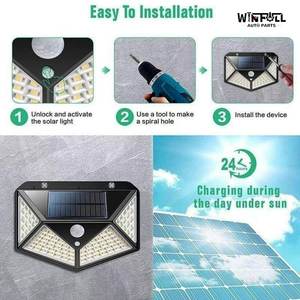 Lámpara Solar de Seguridad Cuadrada con Control Remoto, 100 LED, Sensor de Movimiento, Impermeable, para Jardín, Patio, Terraza - Product Image 3