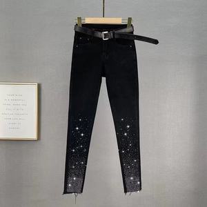 <span class=keywords><strong>Jean</strong></span> slim taille haute <span class=keywords><strong>noir</strong></span> pour <span class=keywords><strong>femme</strong></span>, coupe crayon, délavé clair, été, décontracté, uni, 100 % coton - Product Image 3