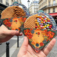 Boîte en papier écologique personnalisée pour emporter des plats à emporter, emballage alimentaire pour tranche de crêpe, croissant, stroopwaffles et cornet de gaufres