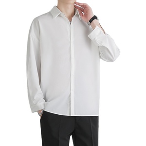 เสื้อแขนยาวลำลองผู้ชายสไตล์ญี่ปุ่น, เสื้อทรงหลวมสีทึบไซส์ใหญ่ฤดูใบไม้ผลิและฤดูร้อน - Product Image 1
