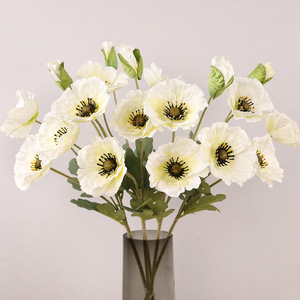 Grandes branches de fleurs de coquelicot artificielles, haute simulation, en plastique et soie, pour décoration de mariage et de maison - Product Image 1