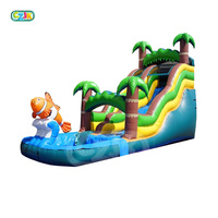 Tobogán acuático inflable comercial con piscina, barato