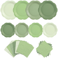 Ensemble de 24 assiettes en papier et serviettes rondes de 10 pouces, couleur vert sauge, neuves, jetables, pour 24 invités, décoration de fête d'anniversaire