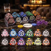 Jeu de jetons de poker écologiques en acrylique moderne pour 4 joueurs, couleurs vives mélangées, surface lisse, accessoire de jeu de table à domicile