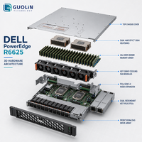 Server Rak Dell PowerEdge R6625 1U Baru, Dual AMD EPYC 9004 Series DDR5 24x DIMM, Server Densitas Komputasi Tinggi