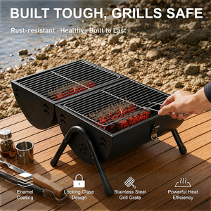 Griglia a Carbone Portatile, Piccoli <span class=keywords><strong>Barbecue</strong></span> Cilindrici <span class=keywords><strong>in</strong></span> Acciaio Inossidabile, Griglia Automatica Girevole per <span class=keywords><strong>Barbecue</strong></span> Domestico - Product Image 5