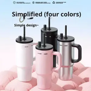 Di alta qualità moderna 316 in acciaio inox vuoto isolato viaggio tazza di grande capacità maniglia portatile caffè & tazza di acqua con paglia - Product Image 2