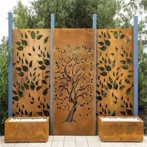 Aangepaste Laser Gesneden Decoratieve Outdoor Privacy Art Metal Schermen Panelen Corten Staal Tuin Screen