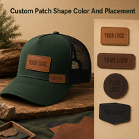 Casquette Trucker en Coton Structurée à 5 Panneaux avec Patch en Cuir et Maille, Réglable, pour Vêtements de Travail d'Extérieur, Vente en Gros