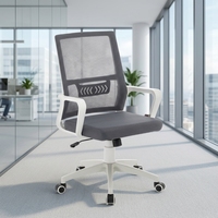 Chaise de bureau moderne et confortable avec soutien lombaire, siège en éponge, dossier en tissu, chaise de travail réglable en acier