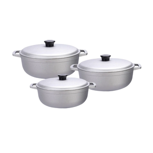 Offre Spéciale 3 pièces en aluminium moulé sous pression batterie de cuisine 24/28/<span class=keywords><strong>32</strong></span> <span class=keywords><strong>cm</strong></span> casseroles poignées en acier inoxydable verre à fond d'induction - Product Image 5