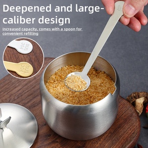 Récipients d'assaisonnement en acier inoxydable doré pour la cuisine, pot à épices, <span class=keywords><strong>sucrier</strong></span> avec couvercle, organisateurs de stockage de sel, poivre et sucre - Product Image 4
