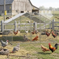 Grand enclos à poules, poulailler en métal galvanisé avec toit anti-UV, habitat extérieur pour 15-20 poulets de ferme