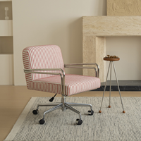 Chaise de bureau moderne du milieu du siècle en tissu, base en alliage d'aluminium, roulettes, coussin confortable, chaise d'appoint pour l'étude