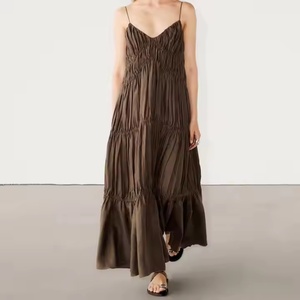 Nouvelle arrivée, robe d'été pour femmes, mode, bretelles spaghetti, robe modeste, robe vintage en lin mi-longue pour femmes - Product Image 1