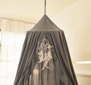 Cortinas de Cama con Volantes Grises para Niñas, Venta al Por Mayor de Fábrica, para Habitación Infantil - Product Image 3