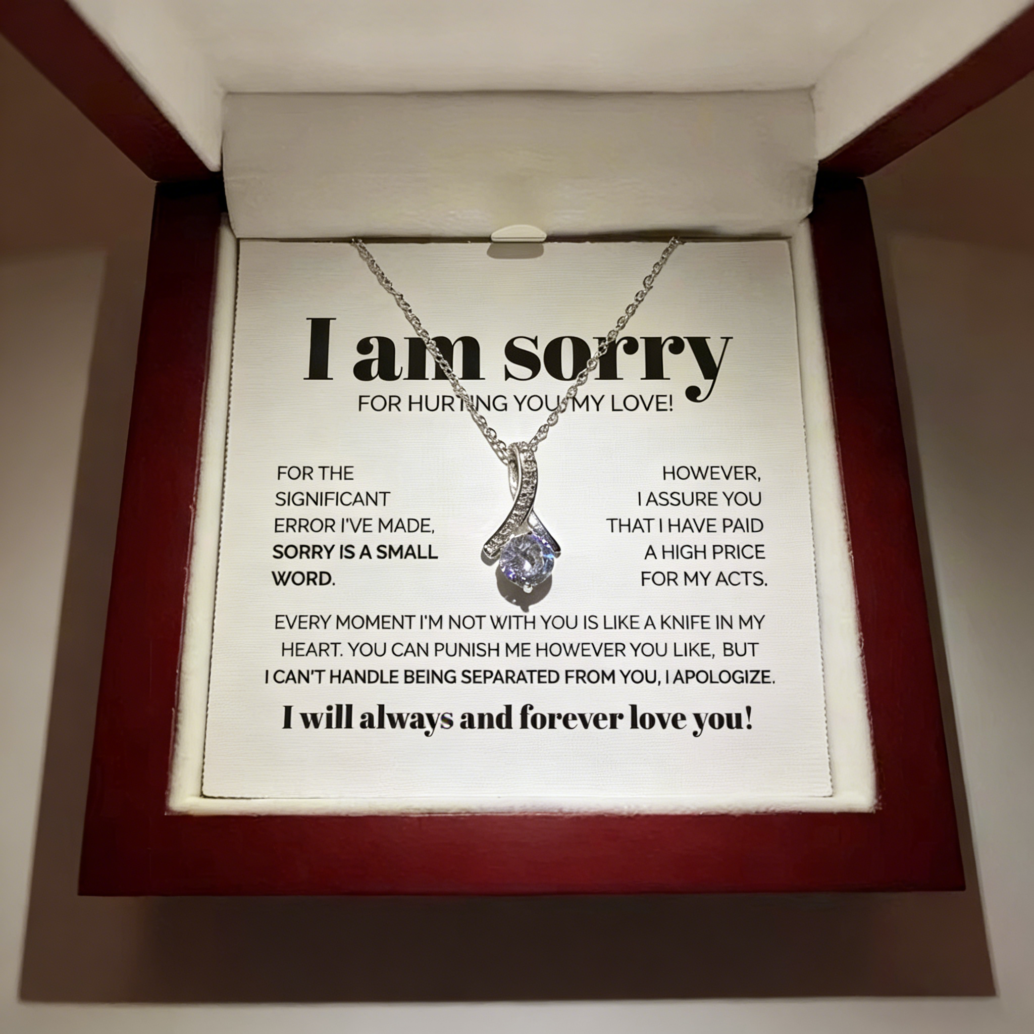 Collier + Boîte Cadeau avec Carte LED