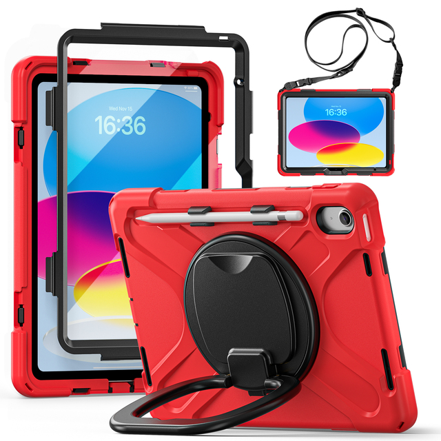 Rotate Armor Silicon Back Cover for ipad Mini 4 5 6 A17 Pro Mini7 Mini6 Mini5 Mini4 A2567 A2993 A2133 Stand Shoulder Strap Case