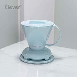 Cafetera de goteo portátil de plástico azul claro, resistente al calor, con forma trapezoidal, para catering al aire libre y viajes. - Product Image 4